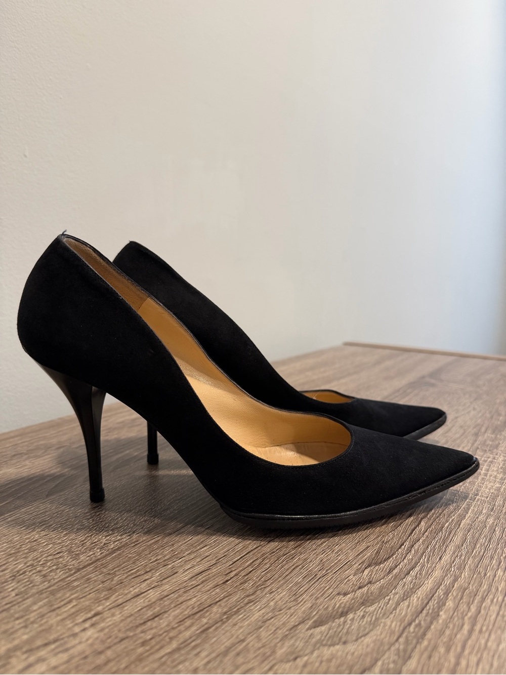 Bruno Magli Black Suede Pointed-Toe Stiletto Pumps